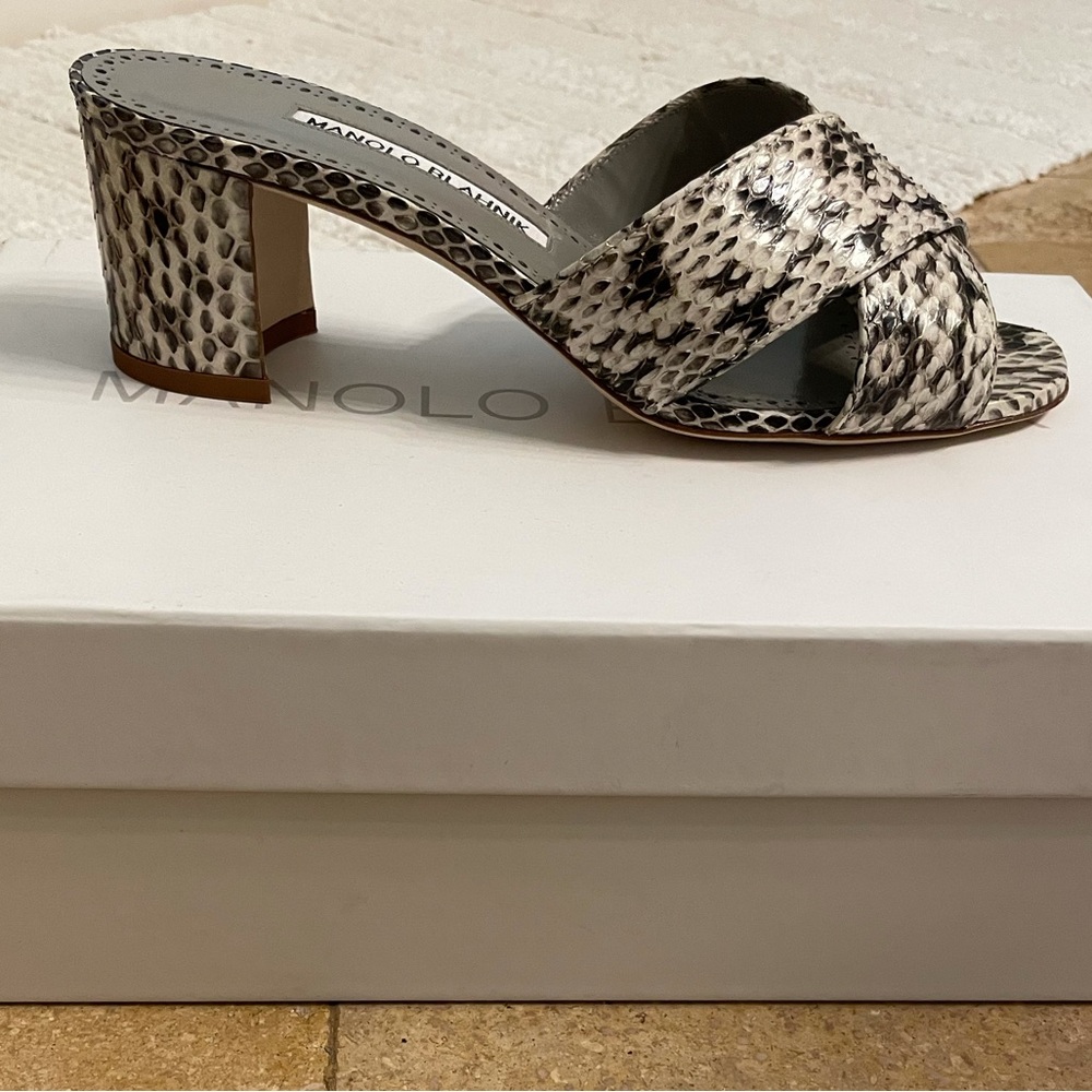 Manolo Blahnik 37.5 snakeskin sandals